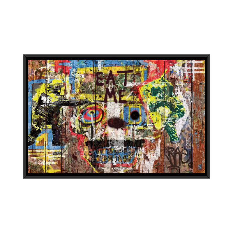 «Eat Me Repression», impression sur toile, H 32 po x l 48 po x P 1,5 po, Toile encadrée noire, Pas de tapis