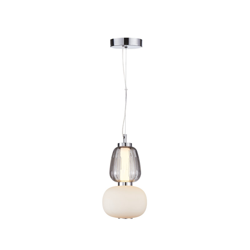 Luminaire suspendu double abat-jour 1 lumière Doolan - Chrome