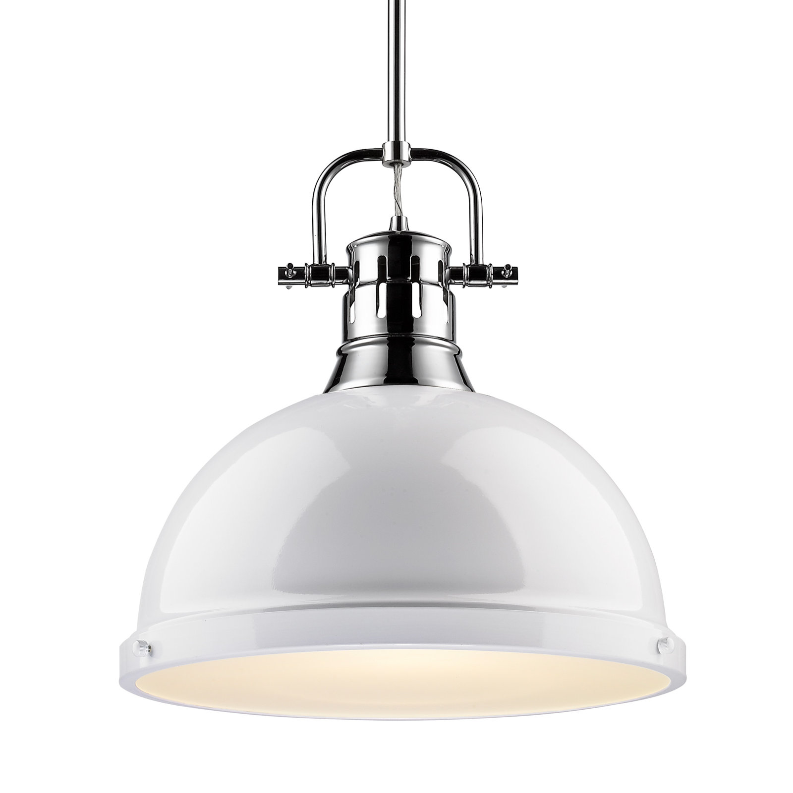 Calico 1 - Light Single Dome Pendant, White, Chrome