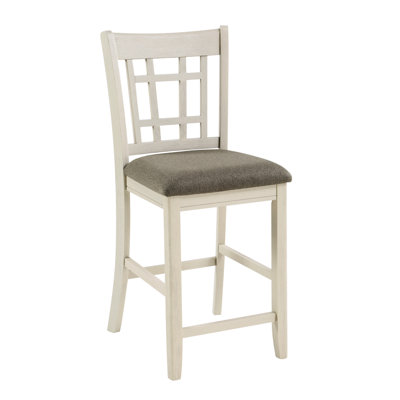 Chaise à hauteur de comptoir au fini blanc antique (2 pièces) - Siège rembourré pour une expérience culinaire simple encadrée de 2 repas paisibles