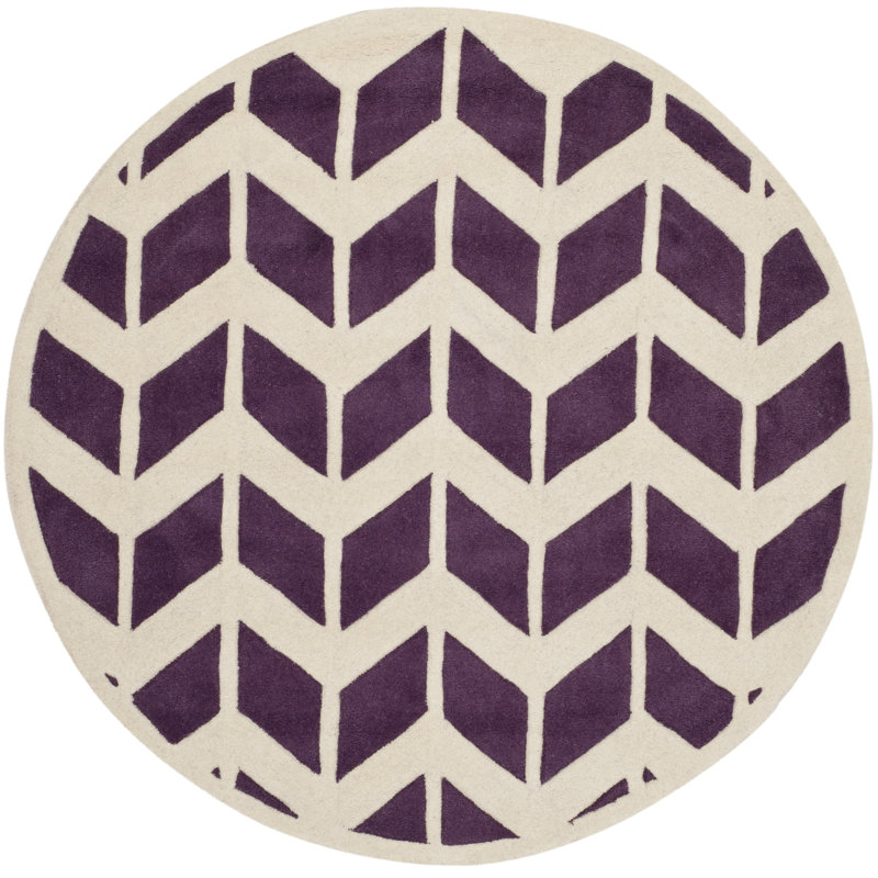 Deedie Hand Tufted Wool Chevron Rug, Round 5'