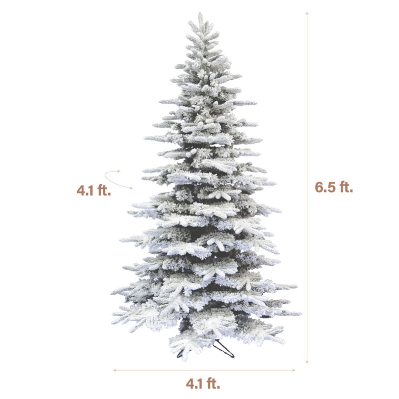 6.5 ft Flocked Pine Valley Artificial Christmas Tree with Snow Finish