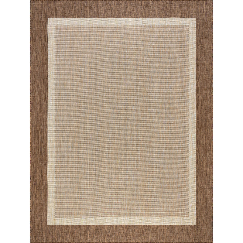 Devon Flatweave Golden Brown/Cream Indoor Outdoor Rug, Rectangle 7'10" x 10'2"