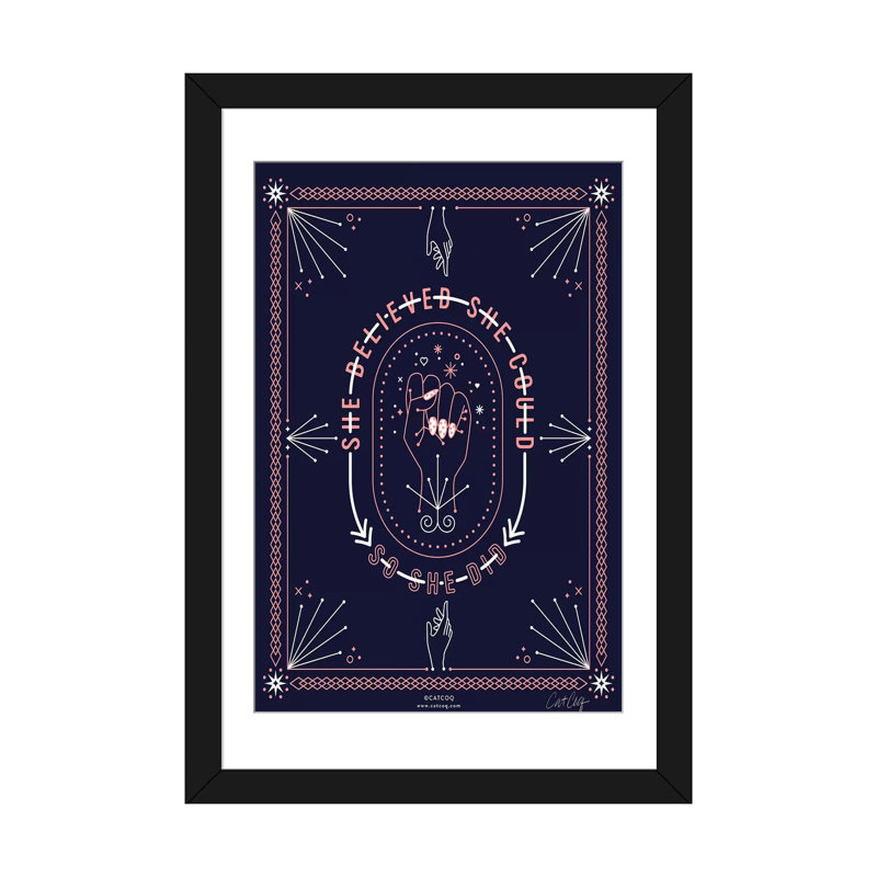 Strickler Blush Denim She Believed, Papier d'art encadré noir, H 32 po x l 24 po x P 1 po