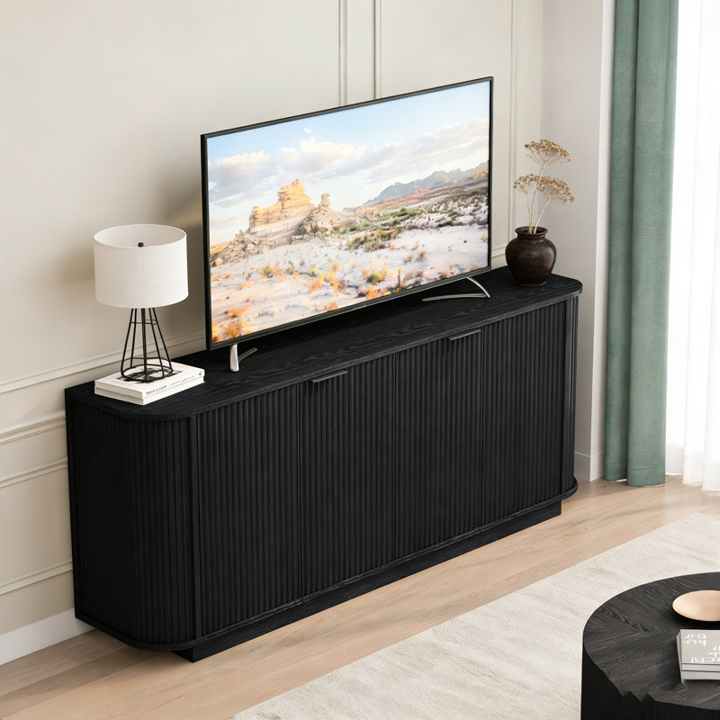 63"Wavy Storage Sideboard, Double-Door Buffet Cabinet With Adjustable Shelves, Suitable For Kitchen, Living Room, Hallway - Versatile Storage
