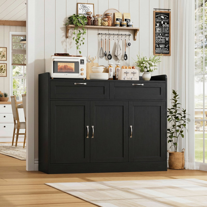 Breege 47.2"W Modern Sideboard Buffet Cabinet with Adjustable Shelf, Wood Storage Cabinet For Kitchen, Dining Room, Living Room, Wash Gray