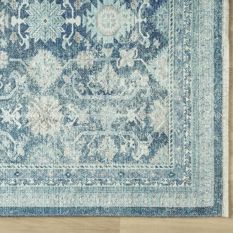 Aldora Glacier Indigo Power-Loomed Cotton Area Rug, Rectangle 5'6" x 8'6"