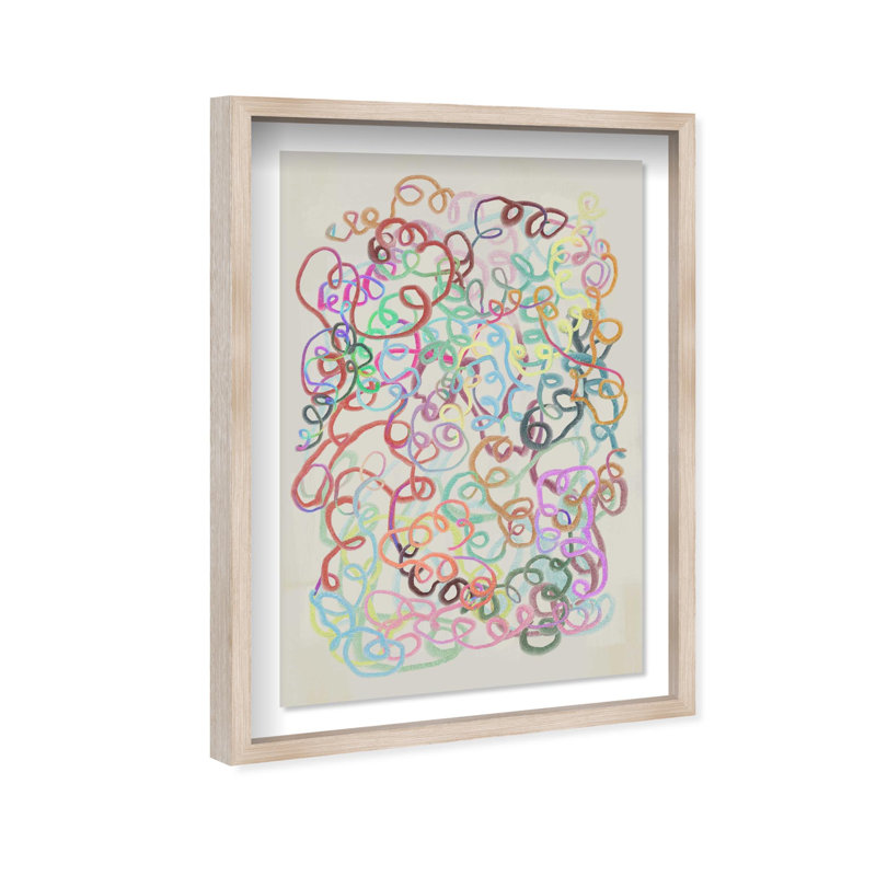 Oliver Gal Abstract Curls Abstract - Luxury Shadowbox Framed Wall Art, 47" H x 32" W, Cream