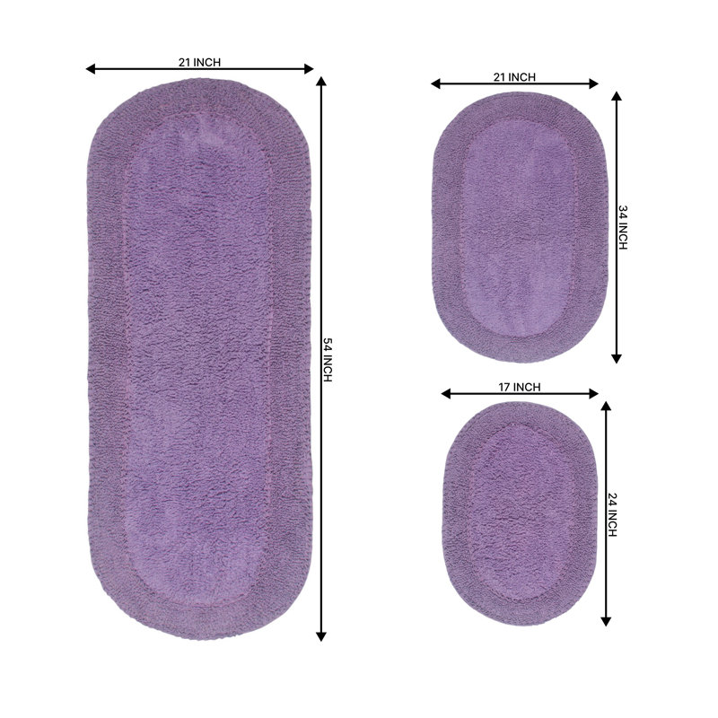 Tapis de bain 100% coton à double volants Lona (ensemble de 3), Mauve