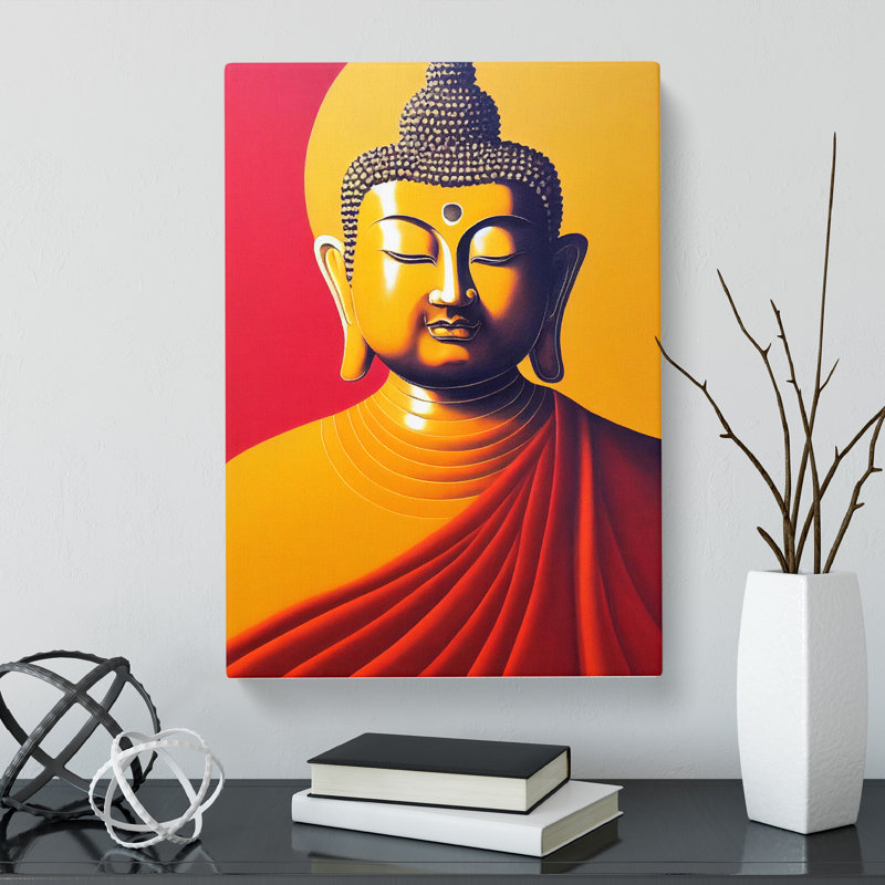 CAN-V0523-310X Buddha Painting Mandala - Wrapped Canvas Print, 50cm H x 35cm W