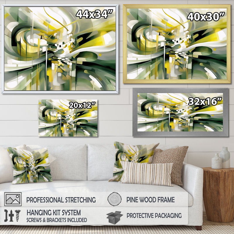 Dynamic Waveforms II - art mural sur toile scandinave, Cadre flottant doré, H 16 po x l 32 po x P 1 po