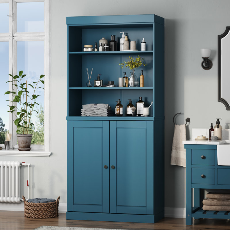 Palace Imports 100% Solid Wood Bathroom Storage Cabinet, Raised Panel Doors, Adjustable Shelves, 32" Wide, 71.5" Tall