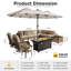 Ensemble de 12 meubles de patio extérieur avec table de foyer 54 po, table basse à lumière solaire et parasol double face 14,5 pi avec base, siège en osier PE pour 8-965407479