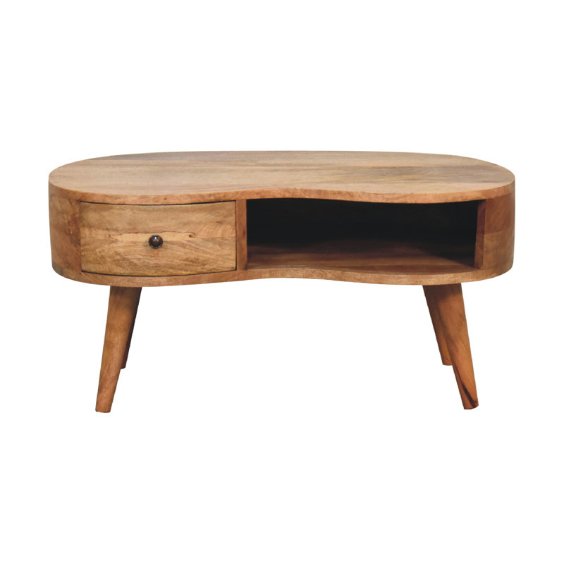 Gautam Solid Wood Solid Coffee Table with Storage, 40cm H x 80cm W x 50cm D, Chestnut