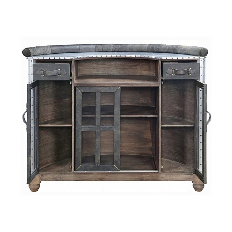 55.4 " L Eucalyptus Solid Wood Bar Cabinet