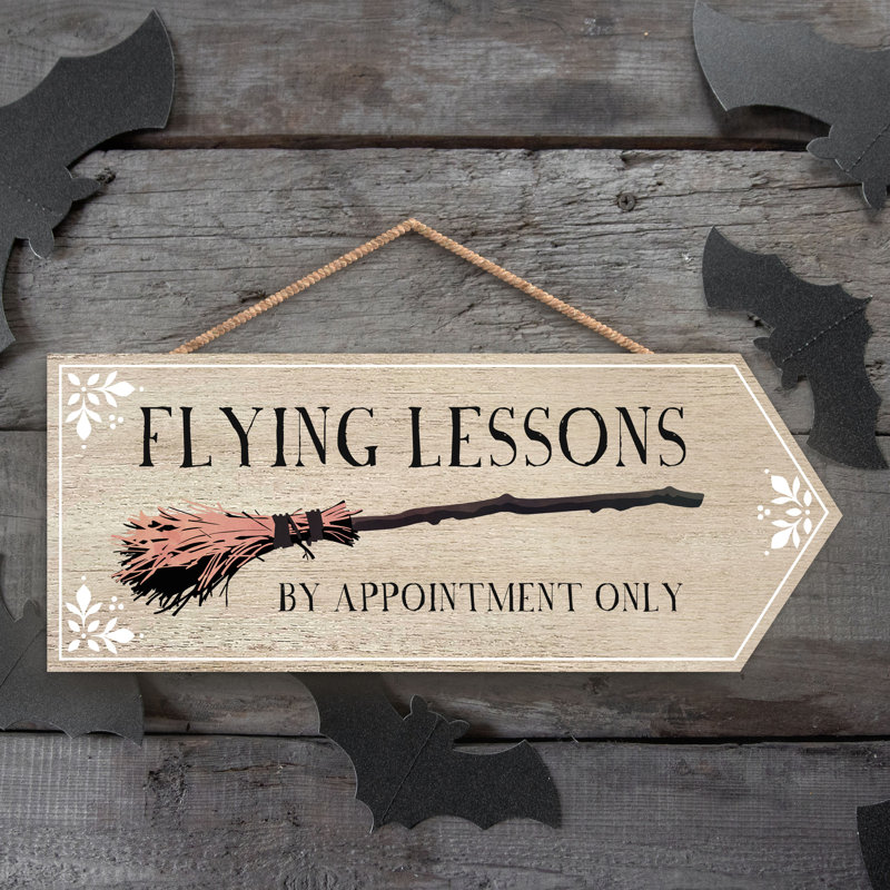 Flying Lessons Witch Humour Wooden Plaque Vivid Squid Wholesale Wall Decor
