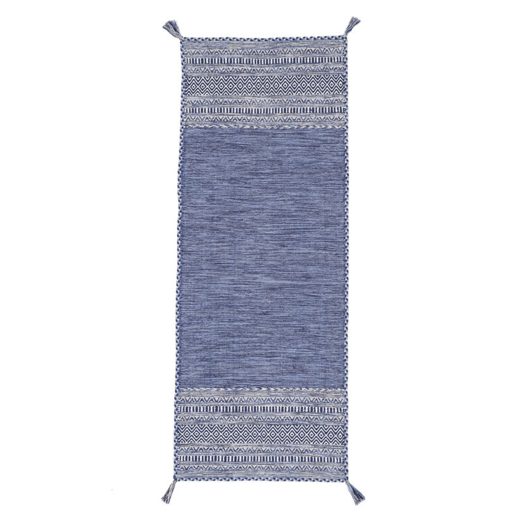 Azizi Striped Hand Woven Cotton Blue Rug