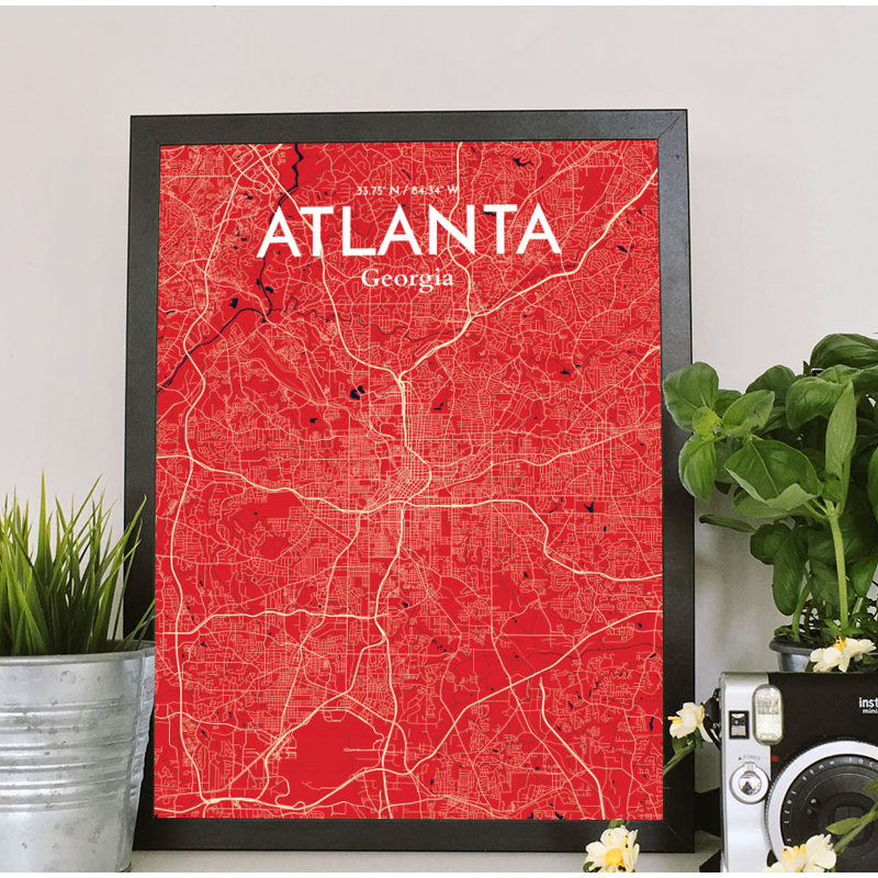 Atlanta - No Frame Print, 43.2cm H x 27.9cm W x 0.13cm D, Red