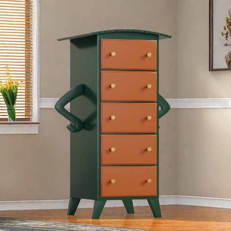 Armoire décorative pour robot, Vert foncé / orange