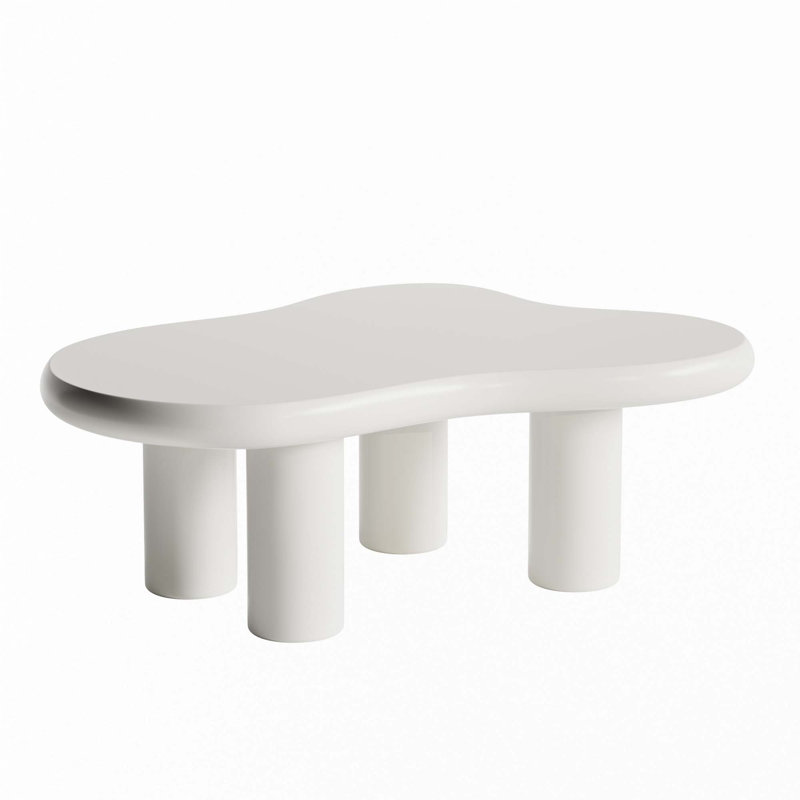Cloud Coffee Table With 4 Solid Legs, White