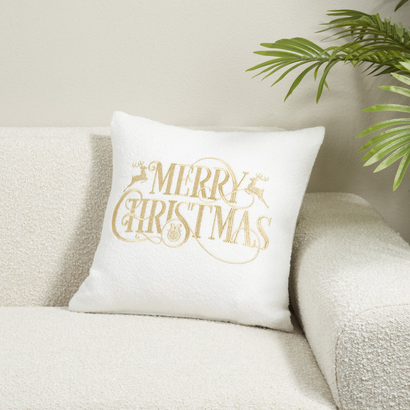 Merry Christmas Filled Throw Pillow, Polyester