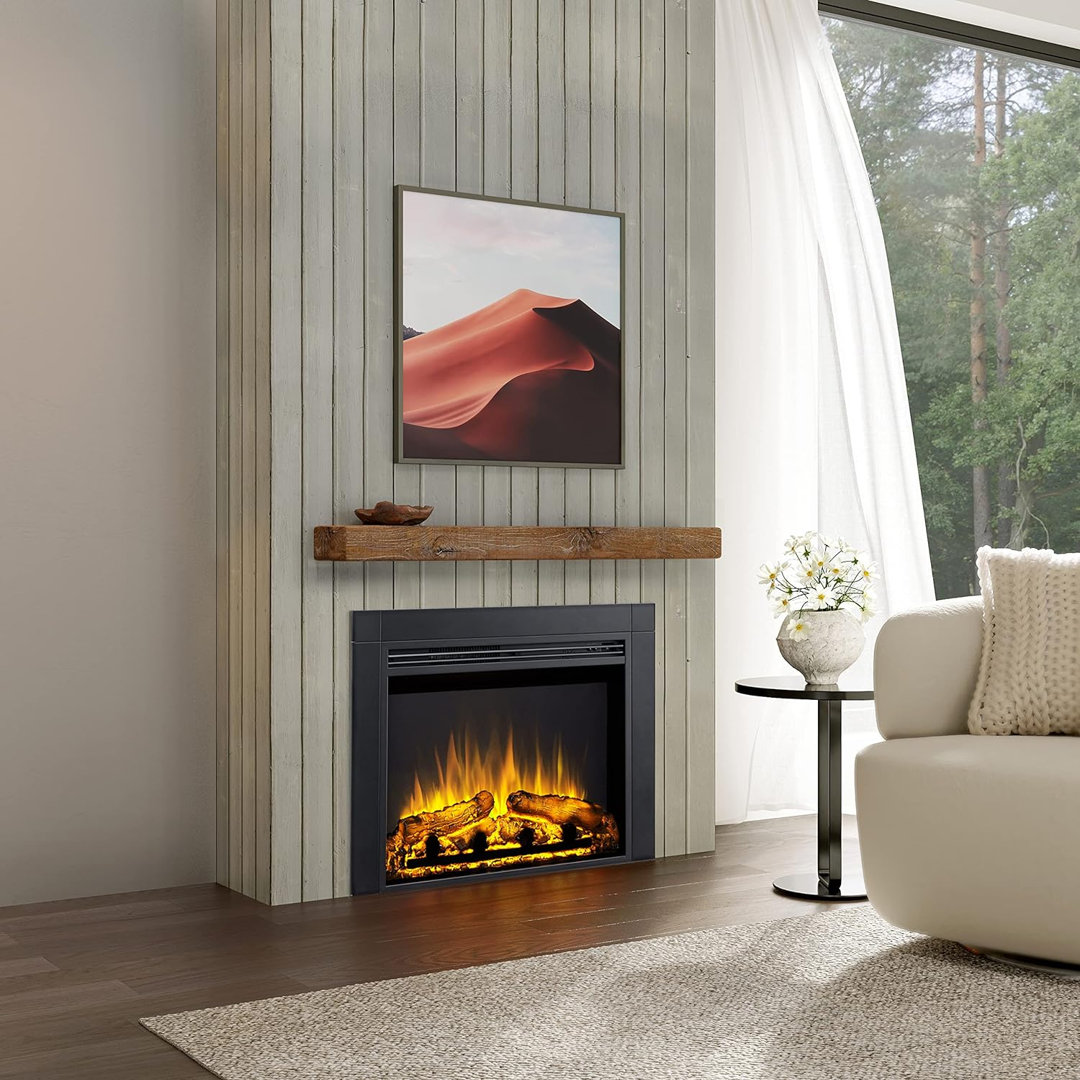 FLAMME Innsbruck Electric Fireplace Insert with Trim Suitable for Custom Media Wall or Mantel Surround Designs