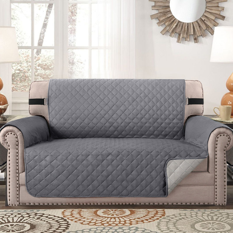 Housse pour fauteuil à coussins carrés/rectangulaires, H 75 po x l 46 po x P 22 po, 100 % polyester gris
