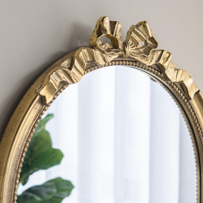 Arched Wall Mirror with Ornate Gold Frame, 37.3" x 23.6"