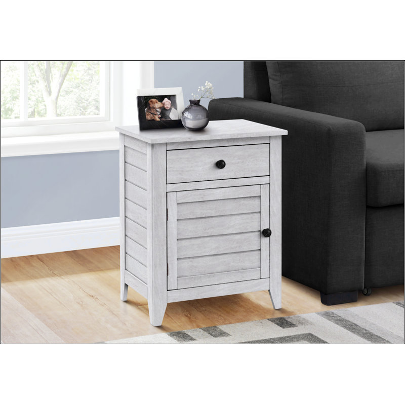 Accent Table With Storage Drawer And Cabinet, Grey Wash
