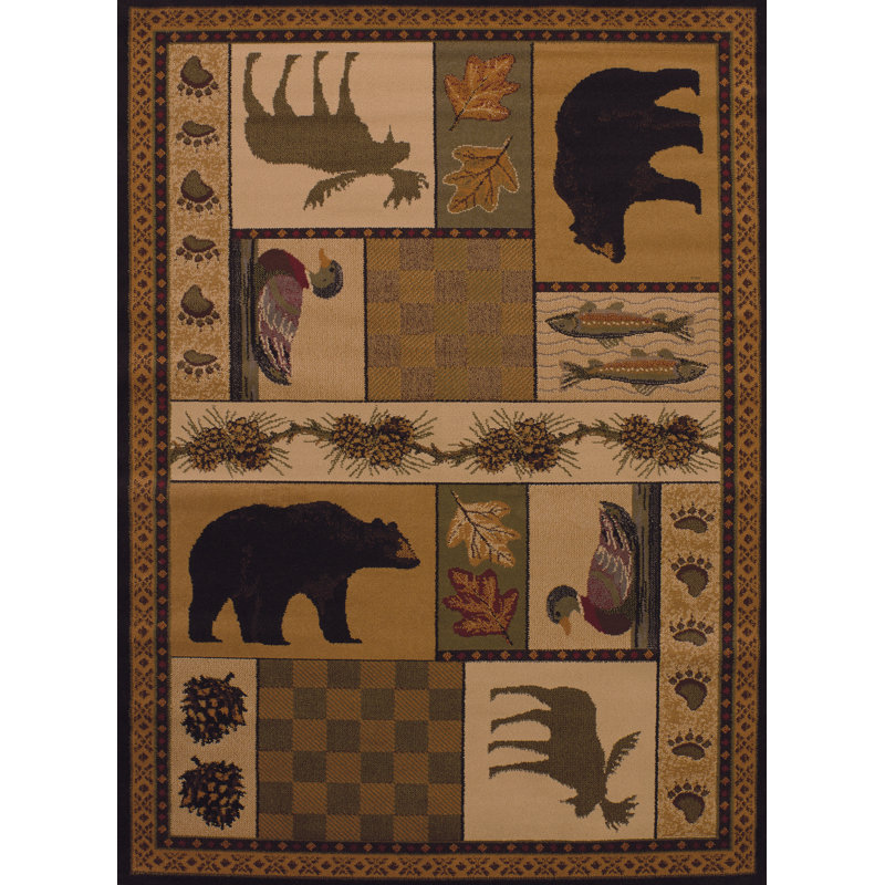 Tapis brun à imprimé animal Sayre, Rectangle 1 pi 10 po x 3 pi