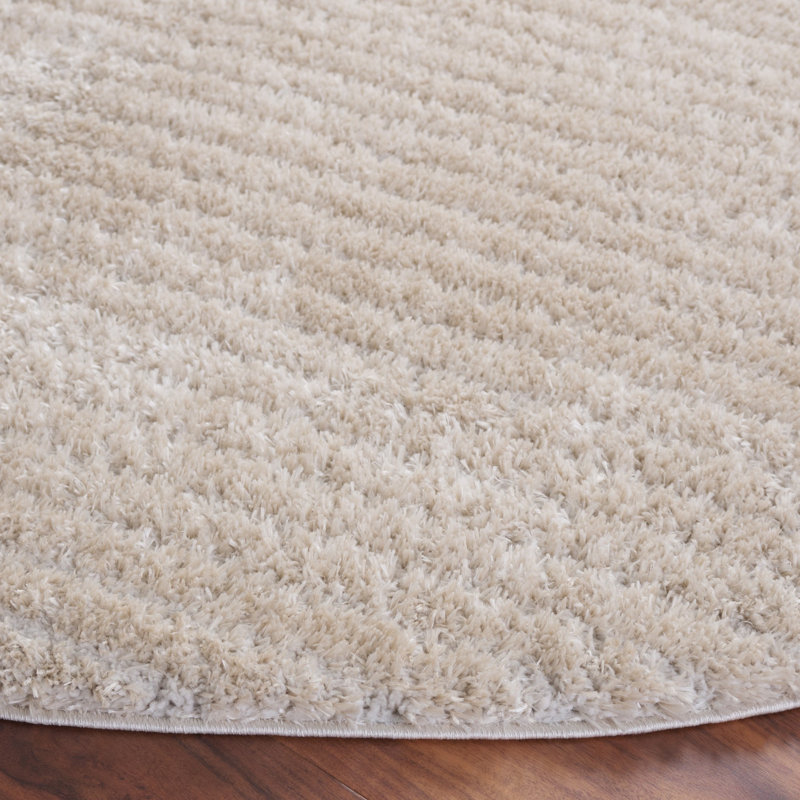 Tapis de couleur unie à poils longs Tahoe Performance, Rond 6 pi 7 po