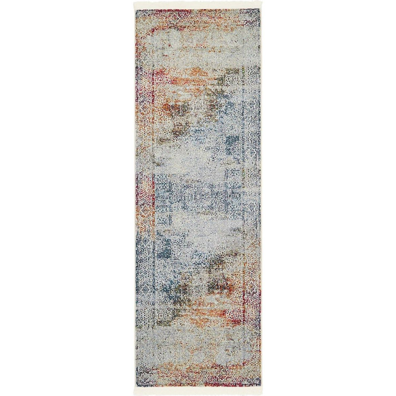 Tapis oriental crème / bleu Mulvihill, Tapis de couloir 2 pi 2 po x 6 pi