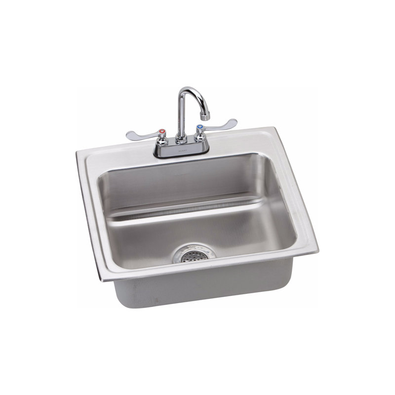 Évier de cuisine encastré de 6 po x 20 po avec robinet, Chrome