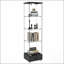 Vitrine moderne en verre avec lumières DEL et tiroir, bibliothèque en verre trempé pour un rangement élégant