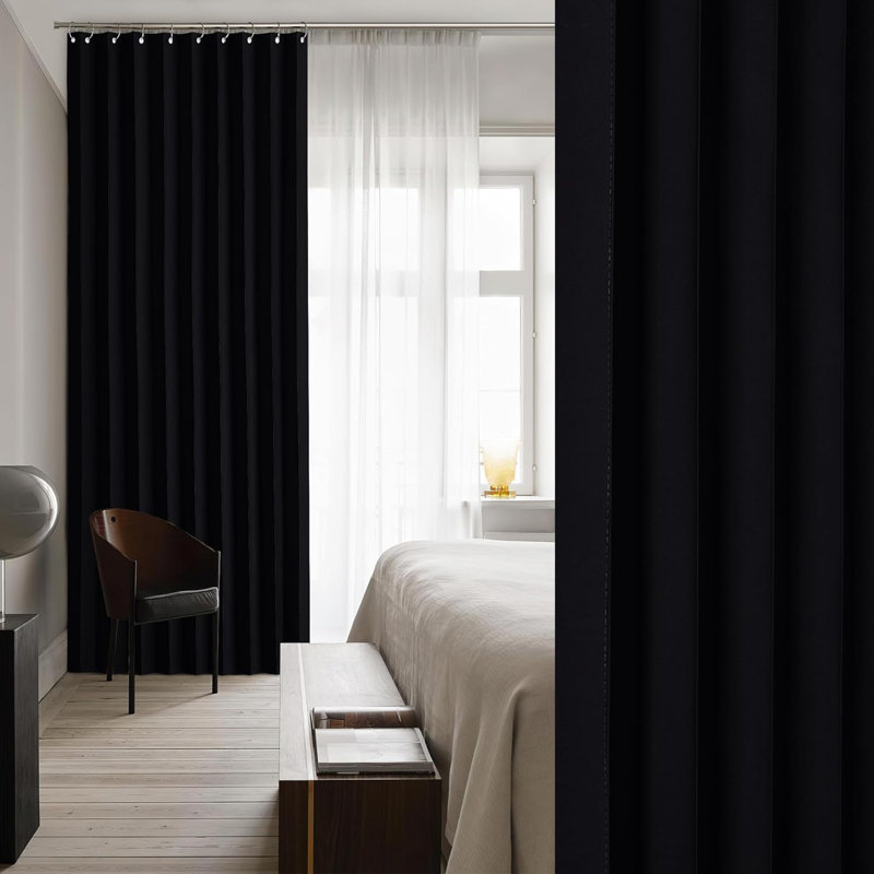 Blackout Room Divider Curtain for Bedroom, Curtain for Patio Sliding Door & Living Room Thermal Insulated Privacy Drapes, 1 Panel