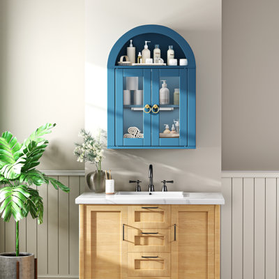 Wall Mounted Arched Cabinet With Glass Doors