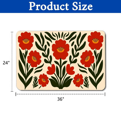 Décoration d'intérieur et d'extérieur rétro rouge à motif floral 24 po x 36 po