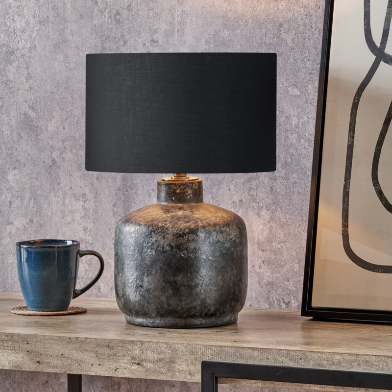 Ceramic Table Lamp, Black, 15.75" H x 11.81" W x 11.81" D, Poly-Blend
