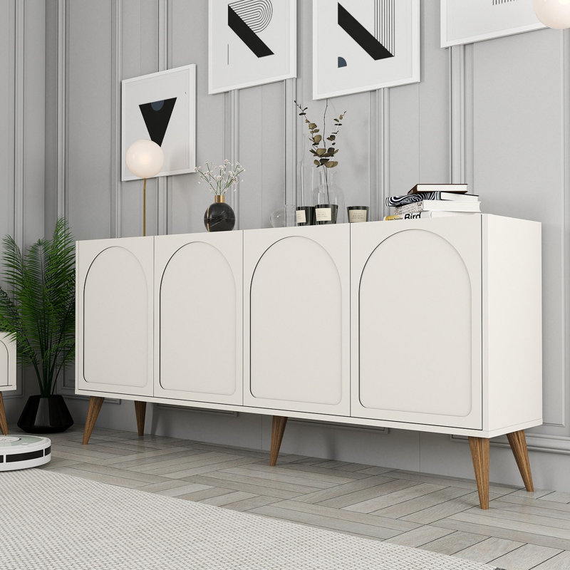 Modern Console Table, Cream & Walnut, 70.9 x 31.9 x 13.8 inches | 100% Melamine Coated Particle Board, Thickness: 0.7 inches | Stylish Design for Living Room & Entryway, Durable & Functional Storage Solution