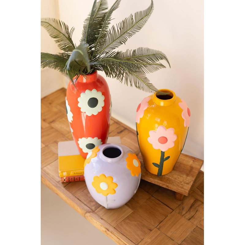 Ensemble de trois Gurdon en céramique avec fleurs