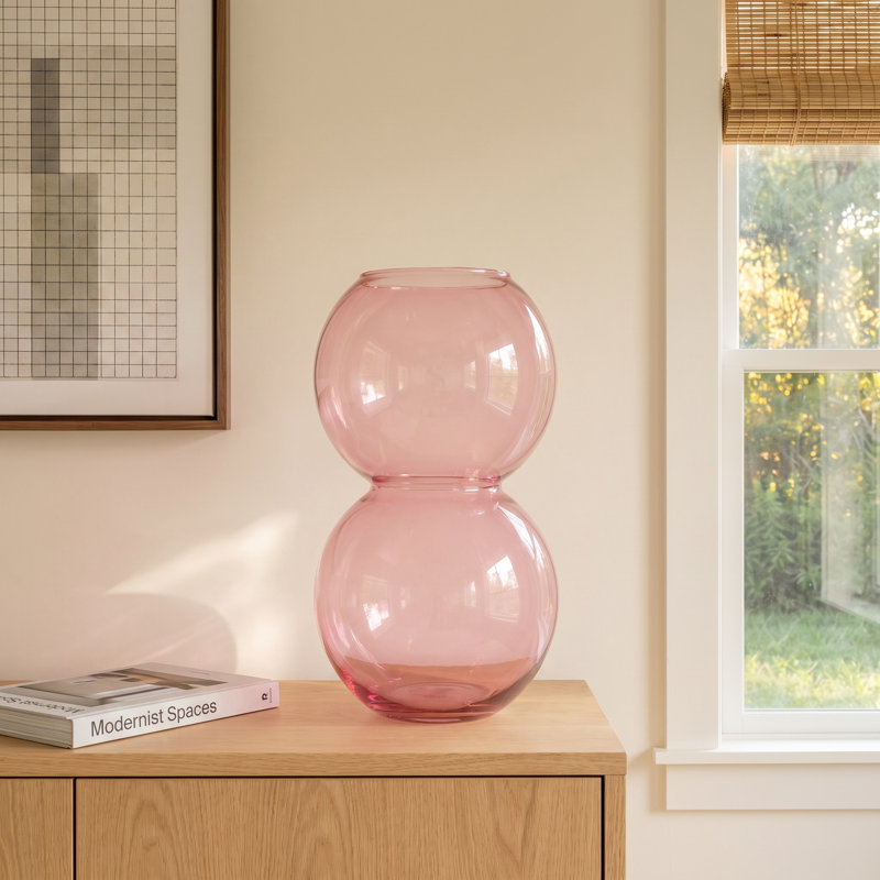 Geri Glass Table Vase, Pink