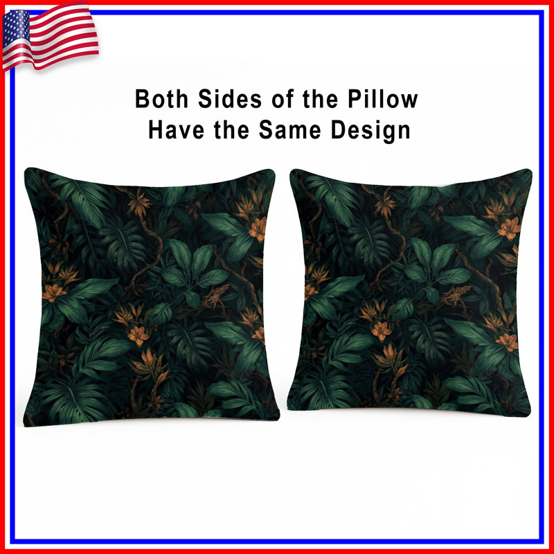 Coussins décoratifs à feuilles et fleurs tropicales, 14 X 14 pouces