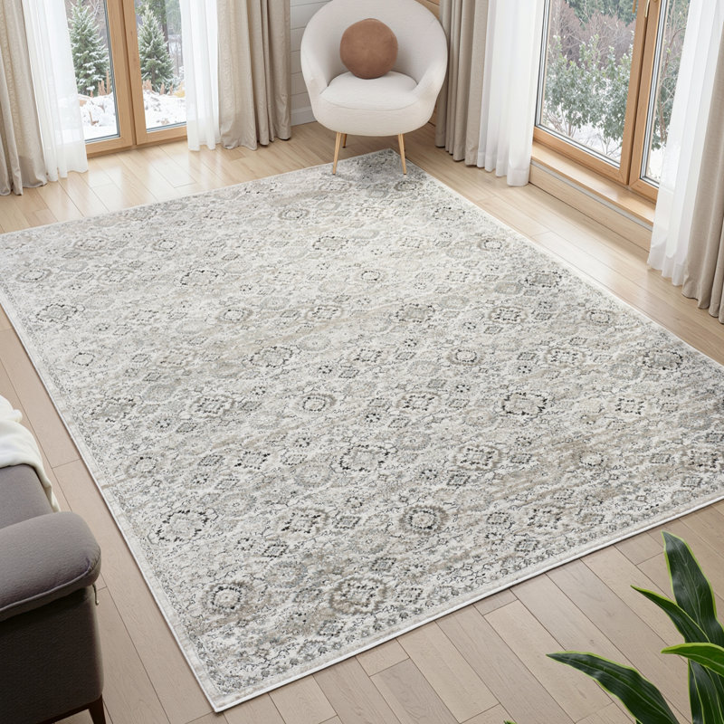 Huseman Beige Faded Medallion Area Rug, Rectangle 8'7" x 11'6"