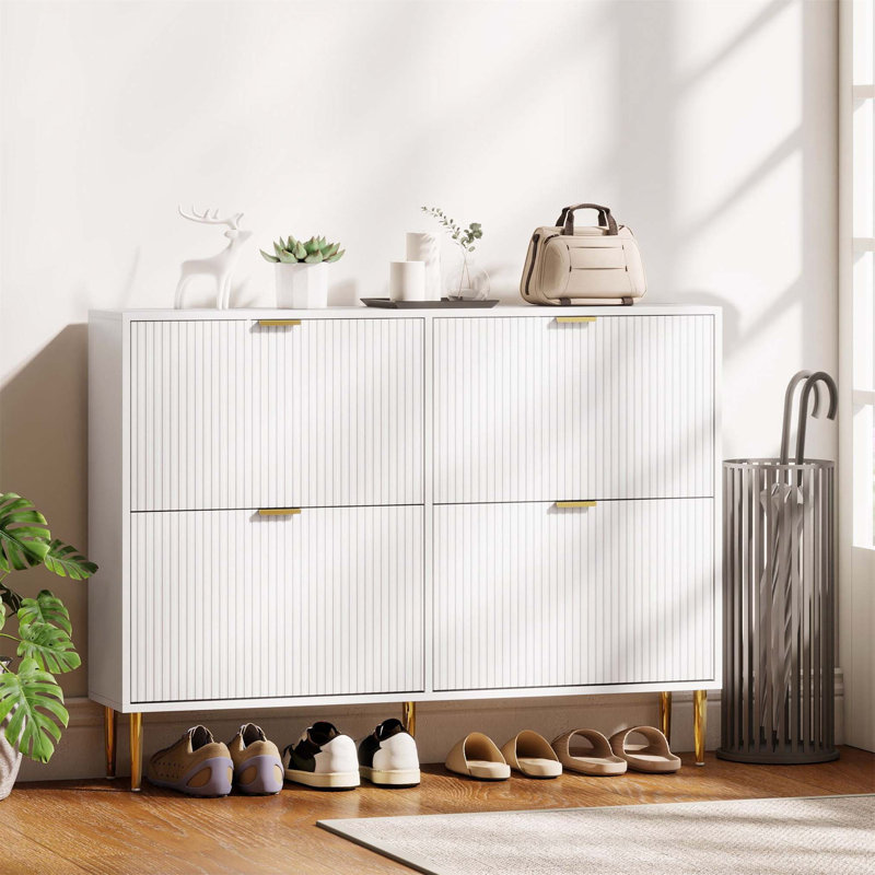 Flip Down Shoe Storage, 91cm H x 105cm W x 24cm D, White