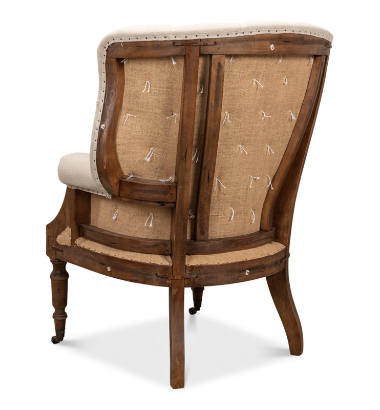 Welsh Leather Tufted Wingback Chair