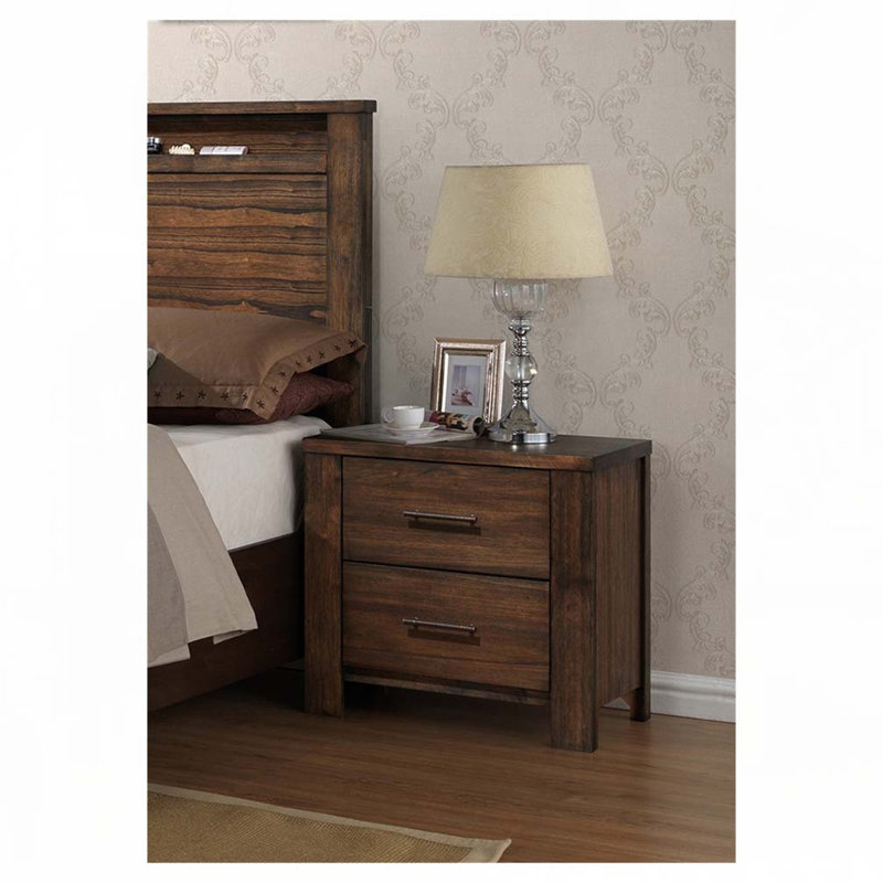 Table de chevet en bois avec 2 tiroirs