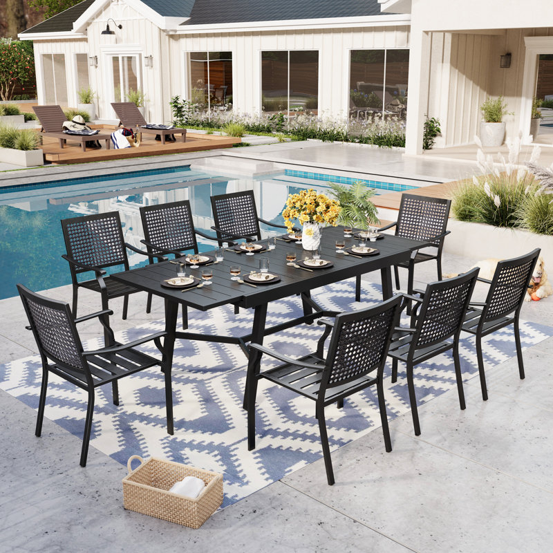 Argyri 8 - Person Patio Dining Set with Extendable Rectangular Table