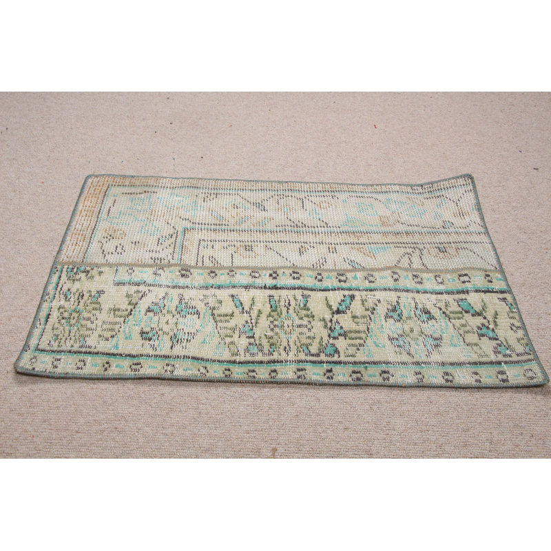 Greenish Wool Rug With Oushak Design Offers A Vintage Style Perfect For Hallways And Living Spaces