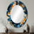 Roopal Orange And Blue Graceful Floral Essence Of Zen - Abstract Large Mirror, Orange Decorative Wall Mirror, Printed Metal Art-1885352303-1885352301