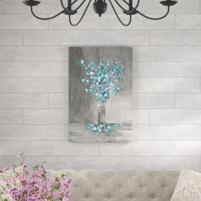 " Blue Blooms On Gray "